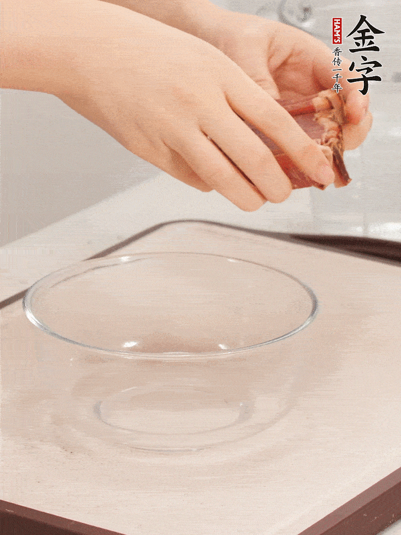 火腿切片、溫水浸泡5分鐘